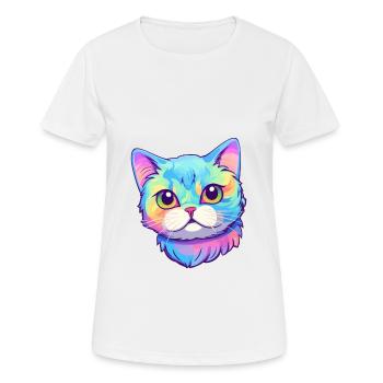 Brasilianische Kurzhaarkatze Aquarell Karikatur Kawaii - Frauen T-Shirt atmungsaktiv - Weiß - Vorne - AI Model Female 172 dark (172cm)