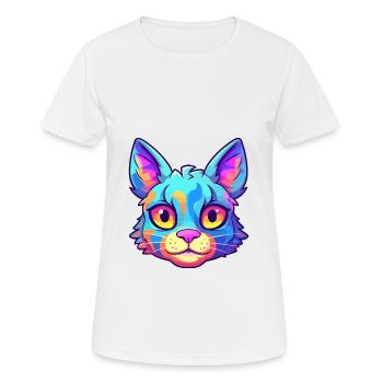 Chat polydactyle américain aquarelle dessin animé Kawaii - T-shirt respirant Femme - blanc - Devant - AI Model Female 172 dark (172cm)