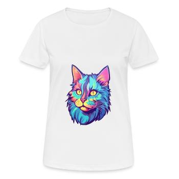 Américain Bobtail chat aquarelle dessin animé Kawaii - T-shirt respirant Femme - blanc - Devant - AI Model Female 172 dark (172cm)