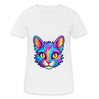 Aegean Cat Breed Watercolor Cartoon Kawaii Pet - Women's Breathable T-Shirt - white - Front - AI Model Female 172 dark (172cm)