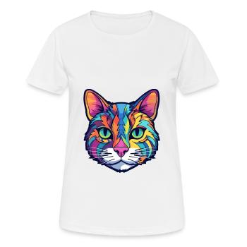 American Wirehair Cat Watercolor Cartoon Kawaii - Women's Breathable T-Shirt - white - Front - AI Model Female 172 dark (172cm)