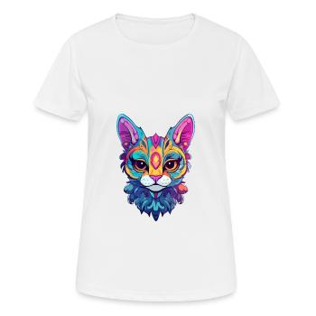 Arabian Egyptian Mau Cat Watercolor Cartoon Kawaii - Women's Breathable T-Shirt - white - Front - AI Model Female 172 dark (172cm)