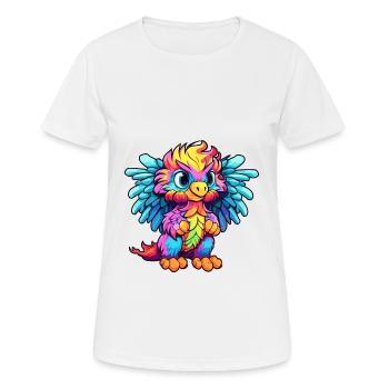 Griffon Aquarelle Colorée Dessin Animé Kawaii Animal - T-shirt respirant Femme - blanc - Devant - AI Model Female 172 dark (172cm)
