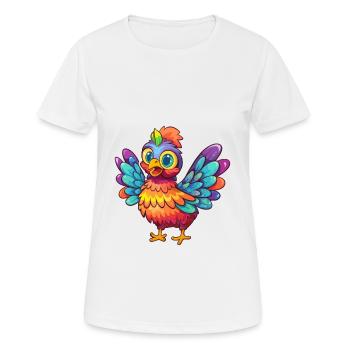 Poule Aquarelle Colorée Dessin Animé Kawaii Animal - T-shirt respirant Femme - blanc - Devant - AI Model Female 172 dark (172cm)
