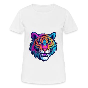 Tiger Colorful Watercolor Cartoon Kawaii Animal - Women's Breathable T-Shirt - white - Front - AI Model Female 172 dark (172cm)