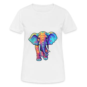 Elephant Colorful Watercolor Cartoon Kawaii Animal - Women's Breathable T-Shirt - white - Front - AI Model Female 172 dark (172cm)