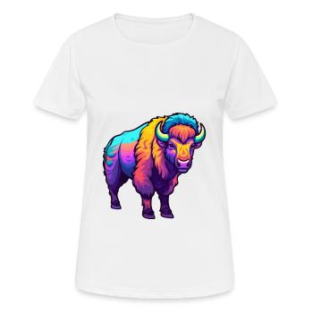 Bison Colorful Watercolor Cartoon Kawaii Animal - Women's Breathable T-Shirt - white - Front - AI Model Female 172 dark (172cm)