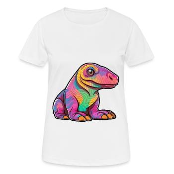 Komodo Dragon Aquarelle Colorée Dessin Animé Kawaii A - T-shirt respirant Femme - blanc - Devant - AI Model Female 172 dark (172cm)