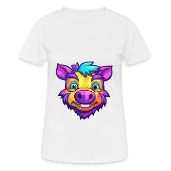 Boar Colorful Watercolor Cartoon Kawaii Animal - Women's Breathable T-Shirt - white - Front - AI Model Female 172 dark (172cm)