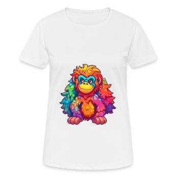 Orang-outan Aquarelle Colorée Dessin Animé Kawaii Anima - T-shirt respirant Femme - blanc - Devant - AI Model Female 172 dark (172cm)