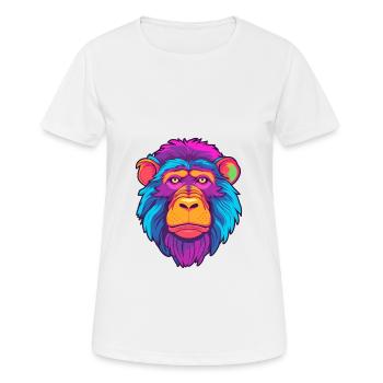 Babouin Aquarelle Colorée Dessin Animé Kawaii Animal - T-shirt respirant Femme - blanc - Devant - AI Model Female 172 dark (172cm)
