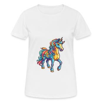 Unicorn Colorful Watercolor Cartoon Kawaii Animal - Women's Breathable T-Shirt - white - Front - AI Model Female 172 dark (172cm)