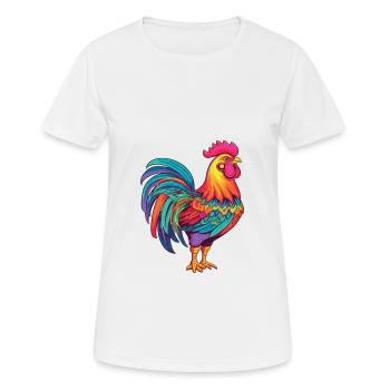 Hahn Buntes Aquarell Cartoon Kawaii Tier - Frauen T-Shirt atmungsaktiv - Weiß - Vorne - AI Model Female 172 dark (172cm)