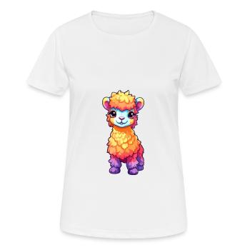 Alpaga Aquarelle Colorée Dessin Animé Kawaii Animal - T-shirt respirant Femme - blanc - Devant - AI Model Female 172 dark (172cm)