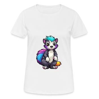 Skunk Aquarelle Colorée Dessin Animé Kawaii Animal - T-shirt respirant Femme - blanc - Devant - AI Model Female 172 dark (172cm)