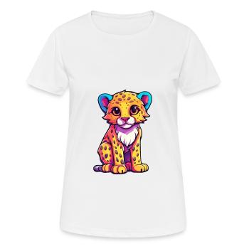 Cheetah Colorful Watercolor Cartoon Kawaii Animal - Women's Breathable T-Shirt - white - Front - AI Model Female 172 dark (172cm)
