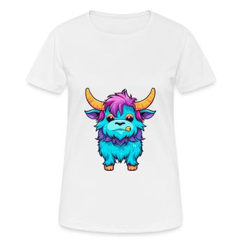 Yak Aquarelle Colorée Dessin Animé Kawaii Animal - T-shirt respirant Femme - blanc - Devant - AI Model Female 172 dark (172cm)