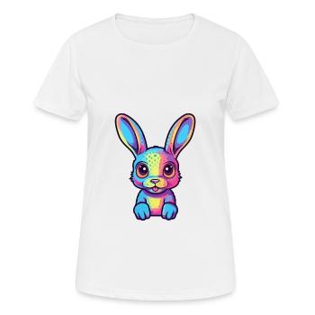 Kaninchen buntes Aquarell Cartoon Kawaii Tier - Frauen T-Shirt atmungsaktiv - Weiß - Vorne - AI Model Female 172 dark (172cm)