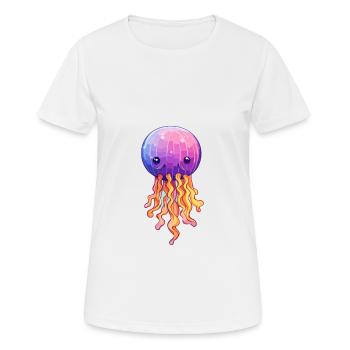 Méduse Aquarelle Colorée Dessin Animé Kawaii Anima - T-shirt respirant Femme - blanc - Devant - AI Model Female 172 dark (172cm)