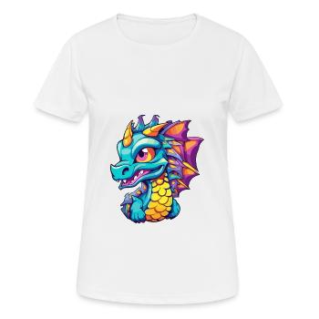 Drache Buntes Aquarell Cartoon Kawaii Tier - Frauen T-Shirt atmungsaktiv - Weiß - Vorne - AI Model Female 172 dark (172cm)