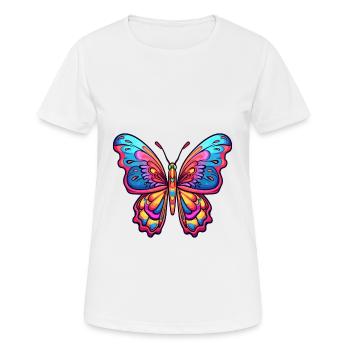 Papillon Aquarelle Colorée Dessin Animé Kawaii Anima - T-shirt respirant Femme - blanc - Devant - AI Model Female 172 dark (172cm)