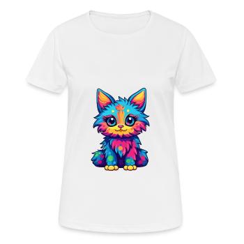 Katze buntes Aquarell Cartoon Kawaii Tier - Frauen T-Shirt atmungsaktiv - Weiß - Vorne - AI Model Female 172 dark (172cm)