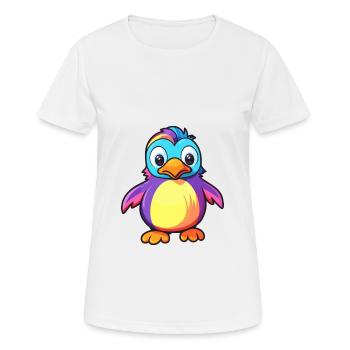 Pingouin Aquarelle Colorée Dessin Animé Kawaii Animal - T-shirt respirant Femme - blanc - Devant - AI Model Female 172 dark (172cm)