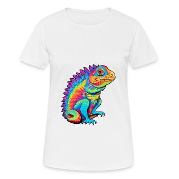 Iguana Colorful Watercolor Cartoon Kawaii Animal - Women's Breathable T-Shirt - white - Front - AI Model Female 172 dark (172cm)