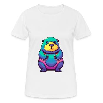 Mole Colorful Watercolor Cartoon Kawaii Animal - Women's Breathable T-Shirt - white - Front - AI Model Female 172 dark (172cm)