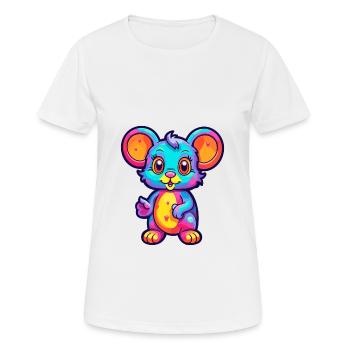 Mouse Colorful Watercolor Cartoon Kawaii Animal - Women's Breathable T-Shirt - white - Front - AI Model Female 172 dark (172cm)