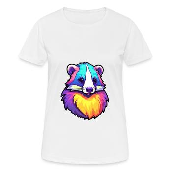 Blaireau Aquarelle Colorée Dessin Animé Kawaii Animal - T-shirt respirant Femme - blanc - Devant - AI Model Female 172 dark (172cm)