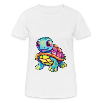 Turtle Colorful Watercolor Cartoon Kawaii Animal - Women's Breathable T-Shirt - white - Front - AI Model Female 172 dark (172cm)