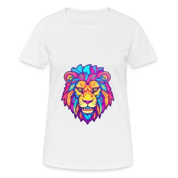 Lion Colorful Watercolor Cartoon Kawaii Animal - Women's Breathable T-Shirt - white - Front - AI Model Female 172 dark (172cm)