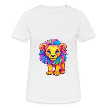 Lion Colorful Watercolor Cartoon Kawaii Animal - Women's Breathable T-Shirt - white - Front - AI Model Female 172 dark (172cm)