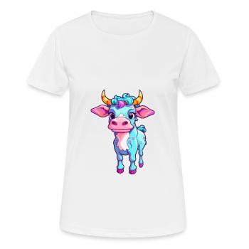 Kuh buntes Aquarell Cartoon Kawaii Tier - Frauen T-Shirt atmungsaktiv - Weiß - Vorne - AI Model Female 172 dark (172cm)