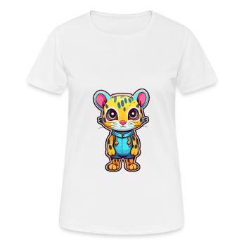 Ocelot Buntes Aquarell Cartoon Kawaii Tier - Frauen T-Shirt atmungsaktiv - Weiß - Vorne - AI Model Female 172 dark (172cm)