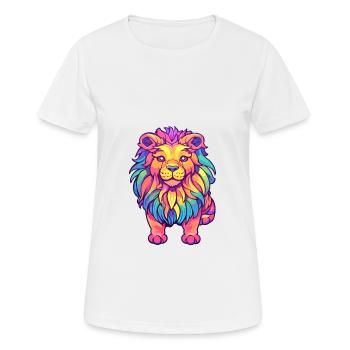 Lion Colorful Watercolor Cartoon Kawaii Animal - Women's Breathable T-Shirt - white - Front - AI Model Female 172 dark (172cm)