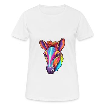 Okapi Colorful Watercolor Cartoon Kawaii Animal - Women's Breathable T-Shirt - white - Front - AI Model Female 172 dark (172cm)