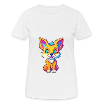 Coyote Colorful Watercolor Cartoon Kawaii Animal - Women's Breathable T-Shirt - white - Front - AI Model Female 172 dark (172cm)
