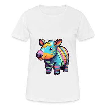 Tapir Colorful Watercolor Cartoon Kawaii Animal - Women's Breathable T-Shirt - white - Front - AI Model Female 172 dark (172cm)
