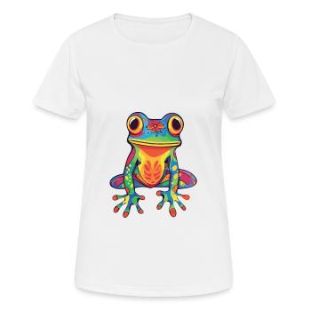 Frosch buntes Aquarell Cartoon Kawaii Tier - Frauen T-Shirt atmungsaktiv - Weiß - Vorne - AI Model Female 172 dark (172cm)