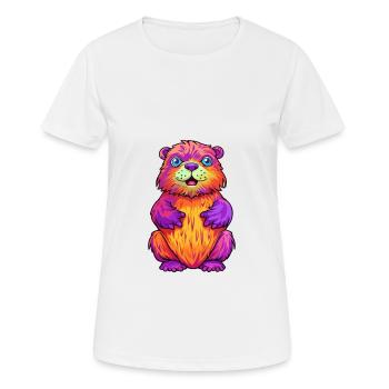 Biber buntes Aquarell Cartoon Kawaii Tier - Frauen T-Shirt atmungsaktiv - Weiß - Vorne - AI Model Female 172 dark (172cm)