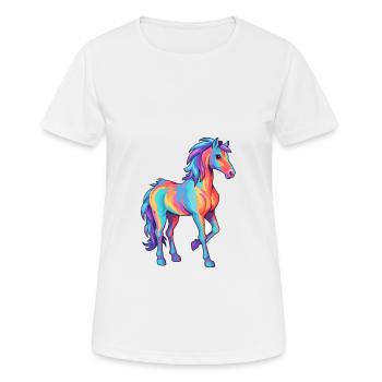 Pferd buntes Aquarell Karikatur Kawaii Tier - Frauen T-Shirt atmungsaktiv - Weiß - Vorne - AI Model Female 172 dark (172cm)