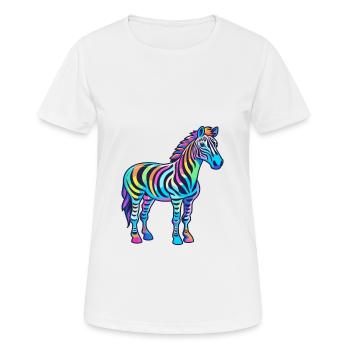 Zebra Colorful Watercolor Cartoon Kawaii Animal - Women's Breathable T-Shirt - white - Front - AI Model Female 172 dark (172cm)