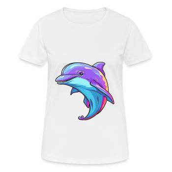 Delfin buntes Aquarell Cartoon Kawaii Tier - Frauen T-Shirt atmungsaktiv - Weiß - Vorne - AI Model Female 172 dark (172cm)