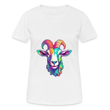 Goat Colorful Watercolor Cartoon Kawaii Animal - Women's Breathable T-Shirt - white - Front - AI Model Female 172 dark (172cm)