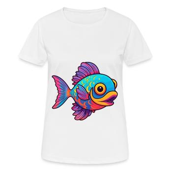 Fish Colorful Watercolor Cartoon Kawaii Animal - Women's Breathable T-Shirt - white - Front - AI Model Female 172 dark (172cm)