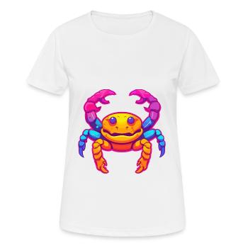 Crab Colorful Watercolor Cartoon Kawaii Animal - Women's Breathable T-Shirt - white - Front - AI Model Female 172 dark (172cm)