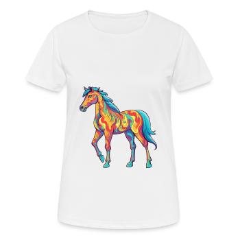 Pferd buntes Aquarell Karikatur Kawaii Tier - Frauen T-Shirt atmungsaktiv - Weiß - Vorne - AI Model Female 172 dark (172cm)
