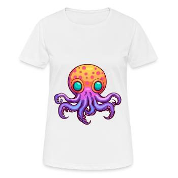 Oktopus Buntes Aquarell Cartoon Kawaii Tier - Frauen T-Shirt atmungsaktiv - Weiß - Vorne - AI Model Female 172 dark (172cm)